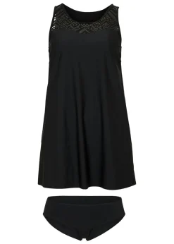 bonprix bonprix Tankini largo de secado rápido con encaje (2 piezas) Negro Best