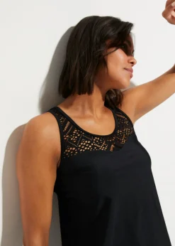 bonprix bonprix Tankini largo de secado rápido con encaje (2 piezas) Negro Best