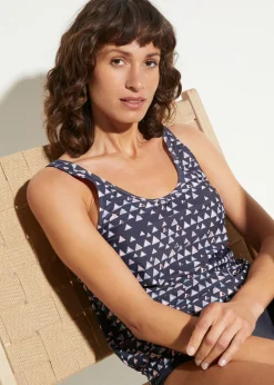 bonprix bonprix Tankini oversize (2 piezas) Antracita/salmón con estampado gráfico New