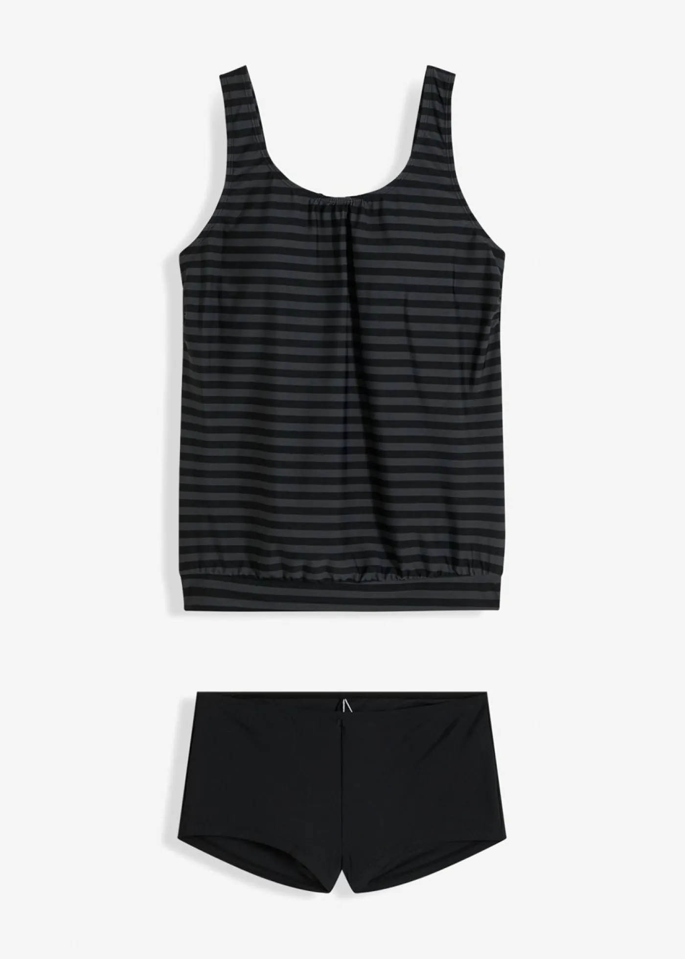 bonprix bonprix Tankini oversize (2 piezas) negro / pizarra con rayas New