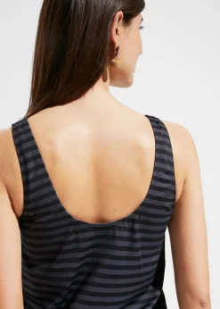 bonprix bonprix Tankini oversize (2 piezas) negro / pizarra con rayas New