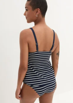 bonprix bonprix Tankini (2 piezas) con cordón azul marino/blanco lana con rayas Discount
