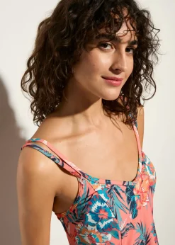 bonprix bonprix Tankini (2 piezas) con escote en V Naranja con flores Best