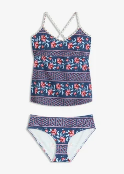 bonprix bonprix Tankini (2 piezas) con tirantes cruzados azul-rosa pálido