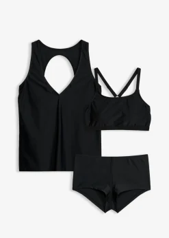 bonprix bonprix Tankini (3 piezas) con top tipo bandeau Negro New