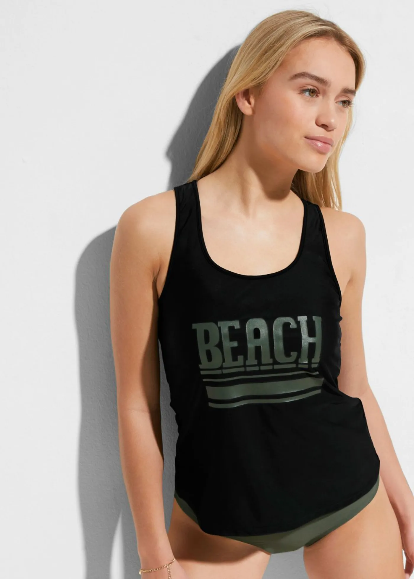bonprix bonprix Tankini y sujetador (3 piezas) negro/oliva Outlet