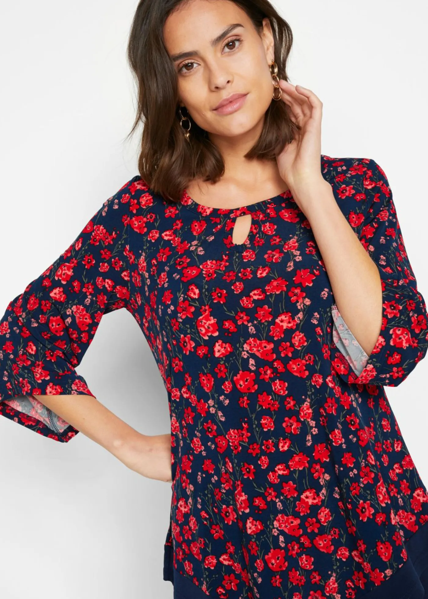 bonprix bonprix Túnica Azul marino / fresa con flores Hot