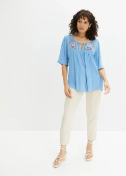 bonprix bonprix Túnica arrugada de viscosa suave Rosa Discount