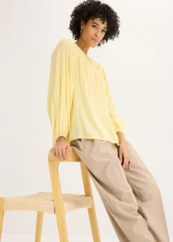 bonprix bonprix Túnica con cintas de encaje Amarillo claro Sale