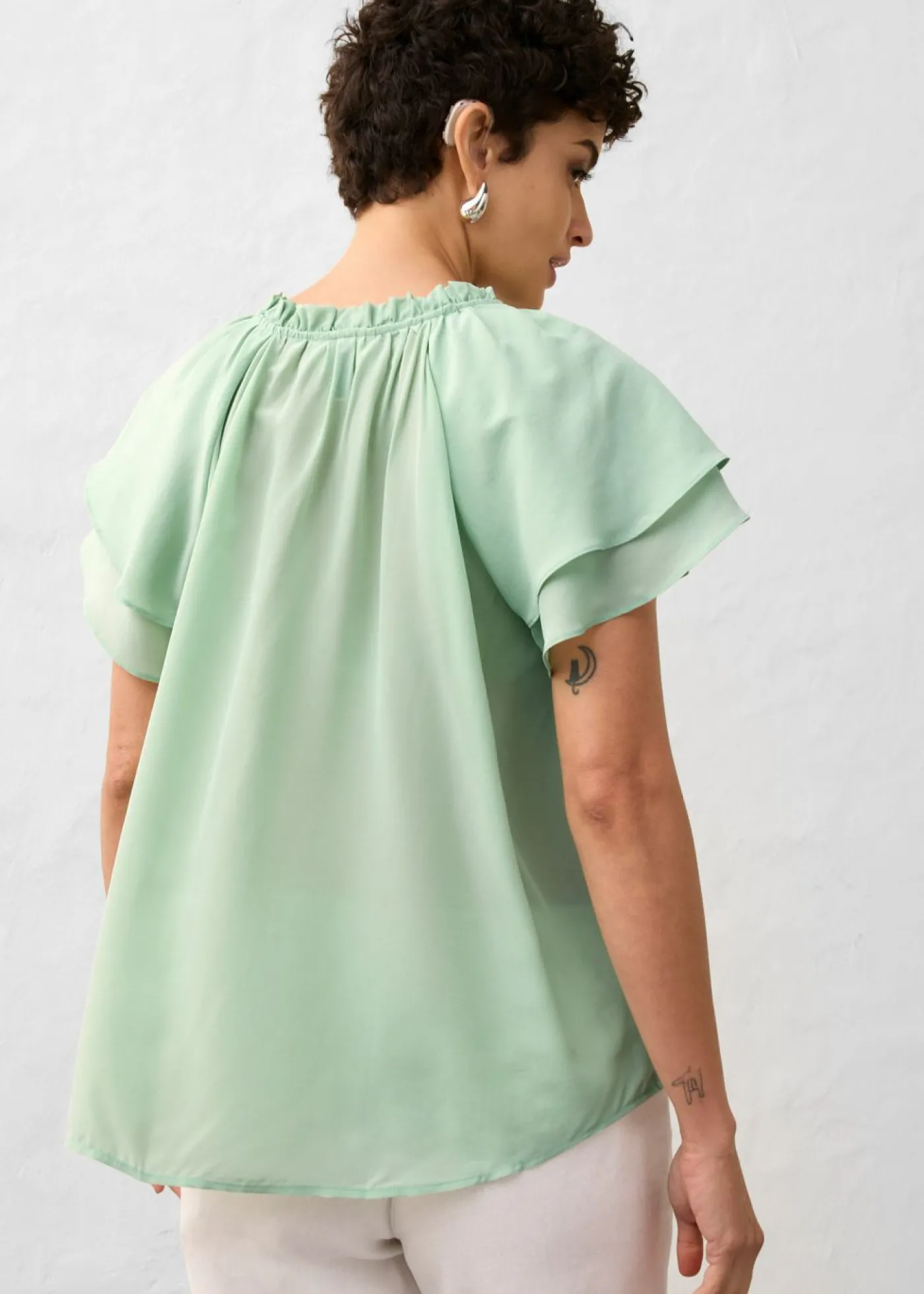bonprix bonprix Túnica con contenido de seda Verde pastel Clearance