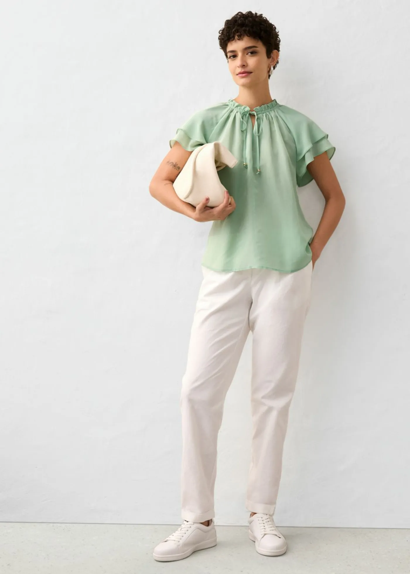 bonprix bonprix Túnica con contenido de seda Verde pastel Clearance
