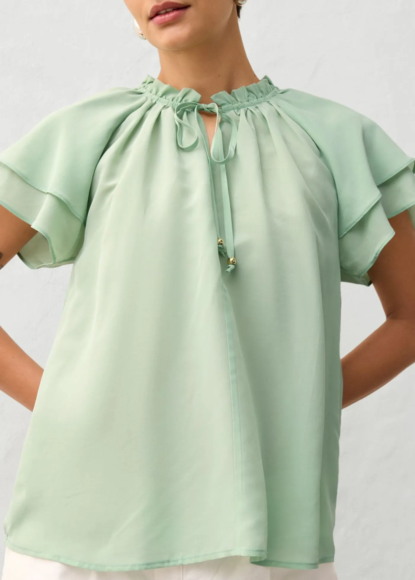 bonprix bonprix Túnica con contenido de seda Verde pastel Clearance