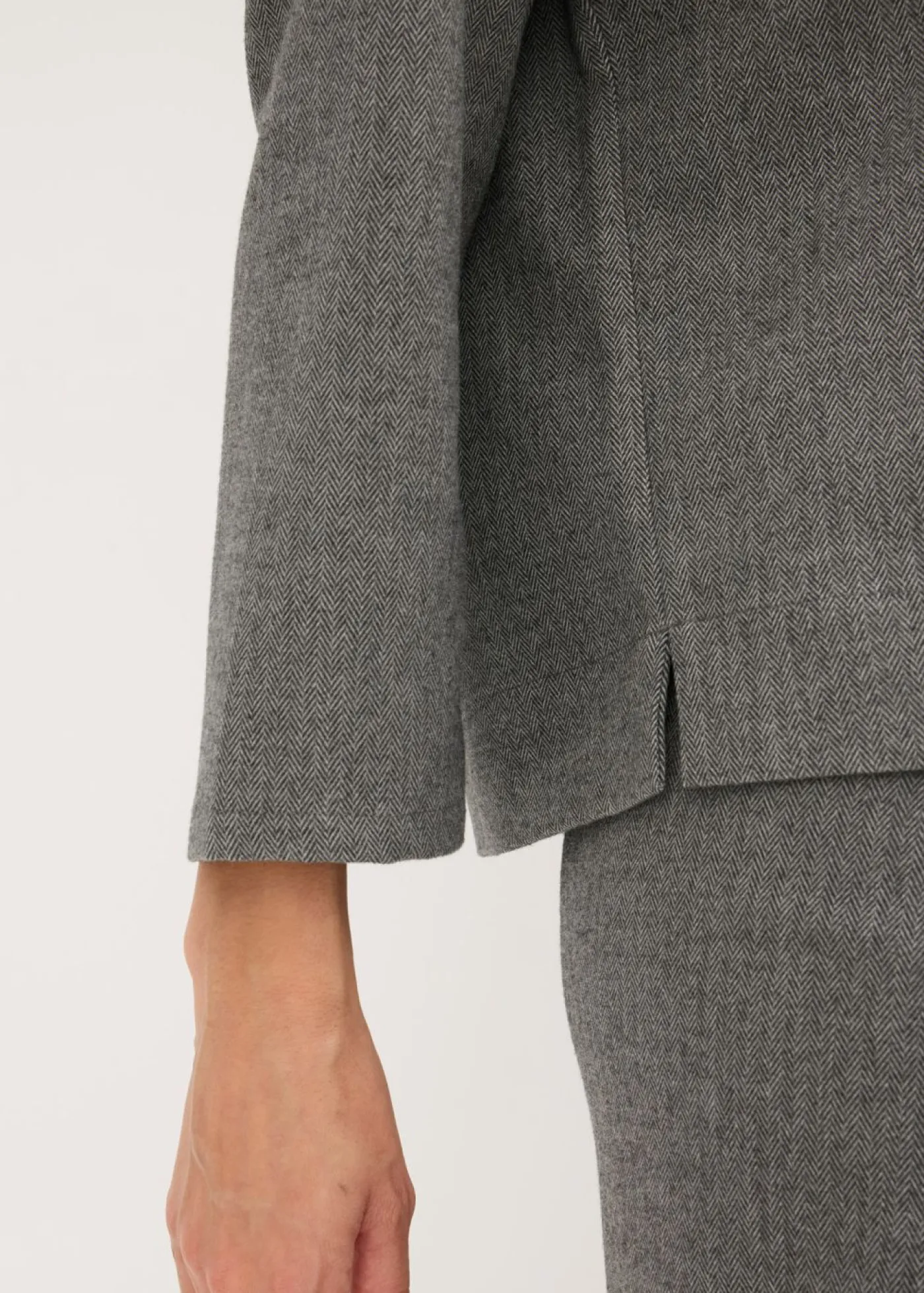 bonprix bonprix Túnica con diseño en espiga de tejido firme Gris jaspeado Outlet