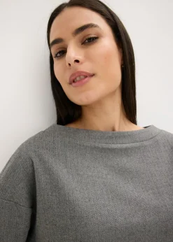 bonprix bonprix Túnica con diseño en espiga de tejido firme Gris jaspeado Outlet