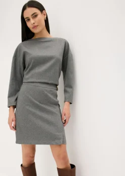 bonprix bonprix Túnica con diseño en espiga de tejido firme Gris jaspeado Outlet