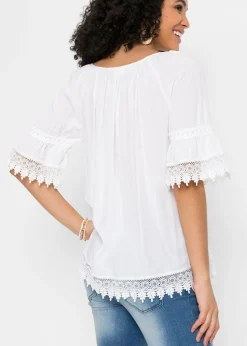 bonprix bonprix Túnica con encaje de viscosa suave Negro Online