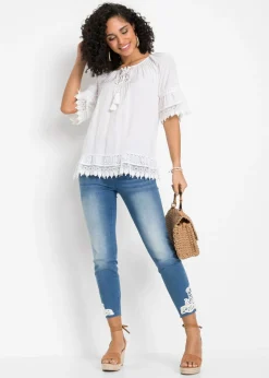 bonprix bonprix Túnica con encaje de viscosa suave Negro Online