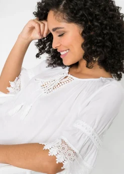 bonprix bonprix Túnica con encaje de viscosa suave Negro Online