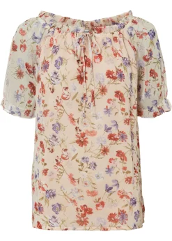 bonprix bonprix Túnica con escote bañera Rosa claro de flores New