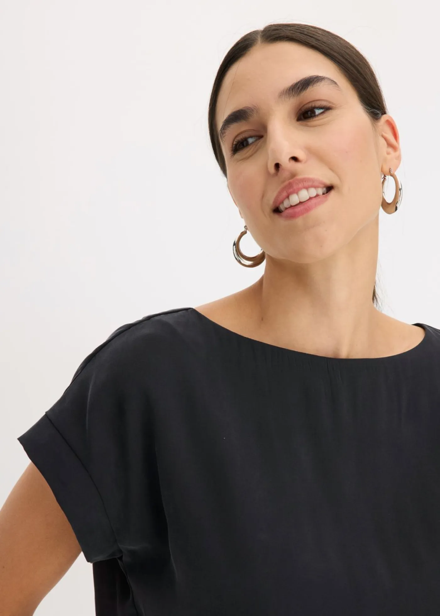 bonprix bonprix Túnica con escote barco Negro Discount