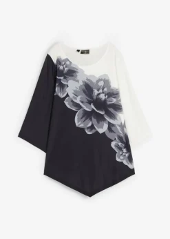 bonprix bonprix Túnica con estampado Negro-blanco de flores New