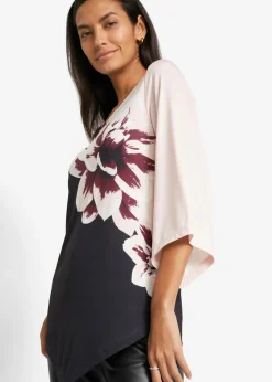 bonprix bonprix Túnica con estampado Negro-blanco de flores New