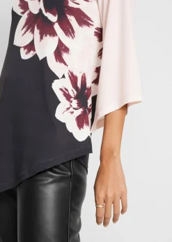 bonprix bonprix Túnica con estampado Negro-blanco de flores New