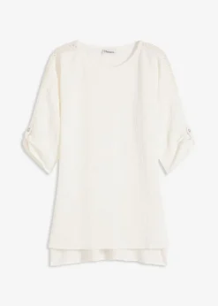 bonprix bonprix Túnica con estructura y cinta de encaje Blanco lana Clearance
