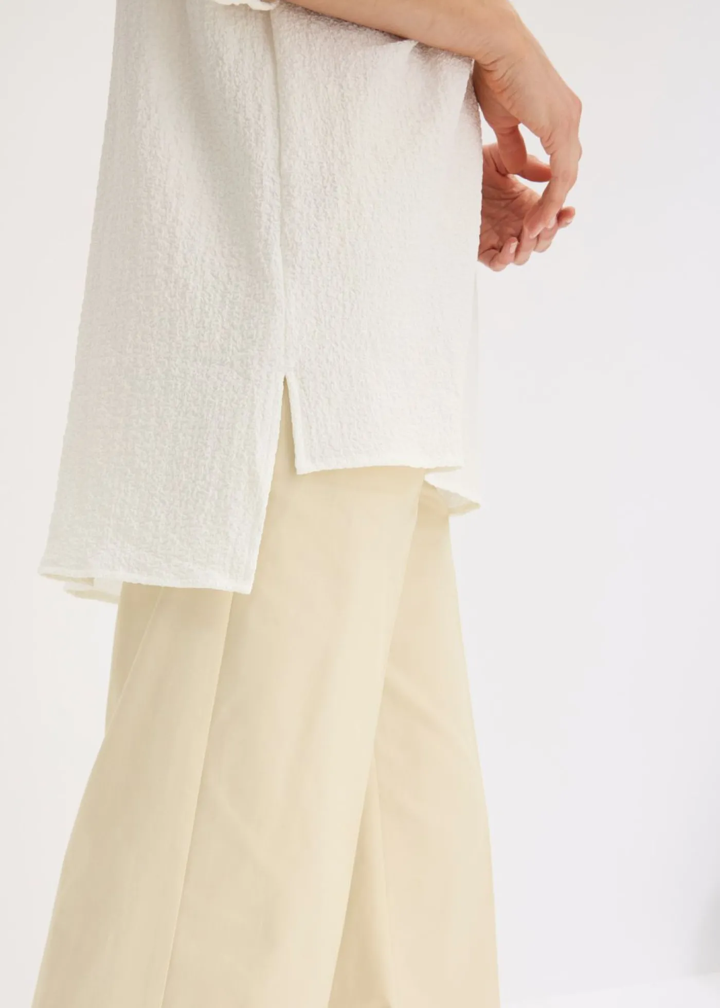bonprix bonprix Túnica con estructura y cinta de encaje Blanco lana Clearance
