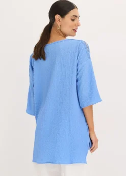 bonprix bonprix Túnica con estructura y cinta de encaje azul provenzal