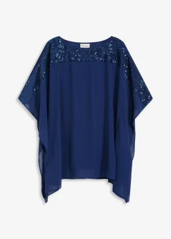 bonprix bonprix Túnica con lentejuelas Azul oxford New