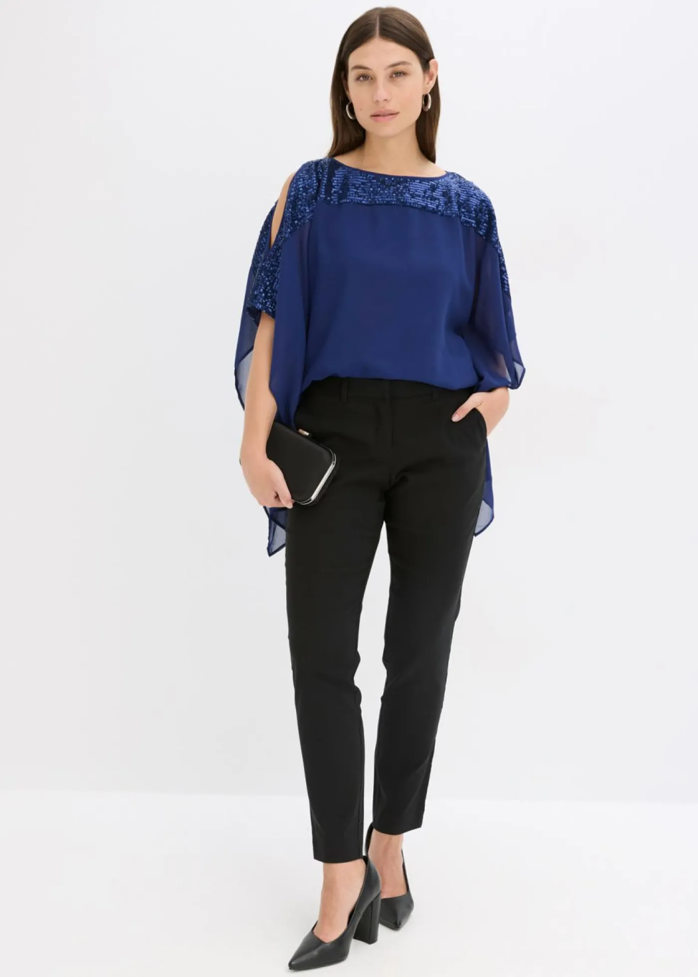 bonprix bonprix Túnica con lentejuelas Azul oxford New