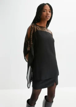bonprix bonprix Túnica con lentejuelas Negro-cobre metalizado Online