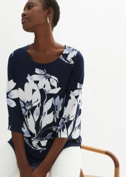 bonprix bonprix Túnica con patrón de flores azul marino / blanco con flores Outlet