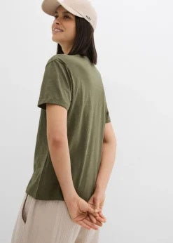 bonprix bonprix Túnica de algodón orgánico puro Verde oliva oscuro Clearance