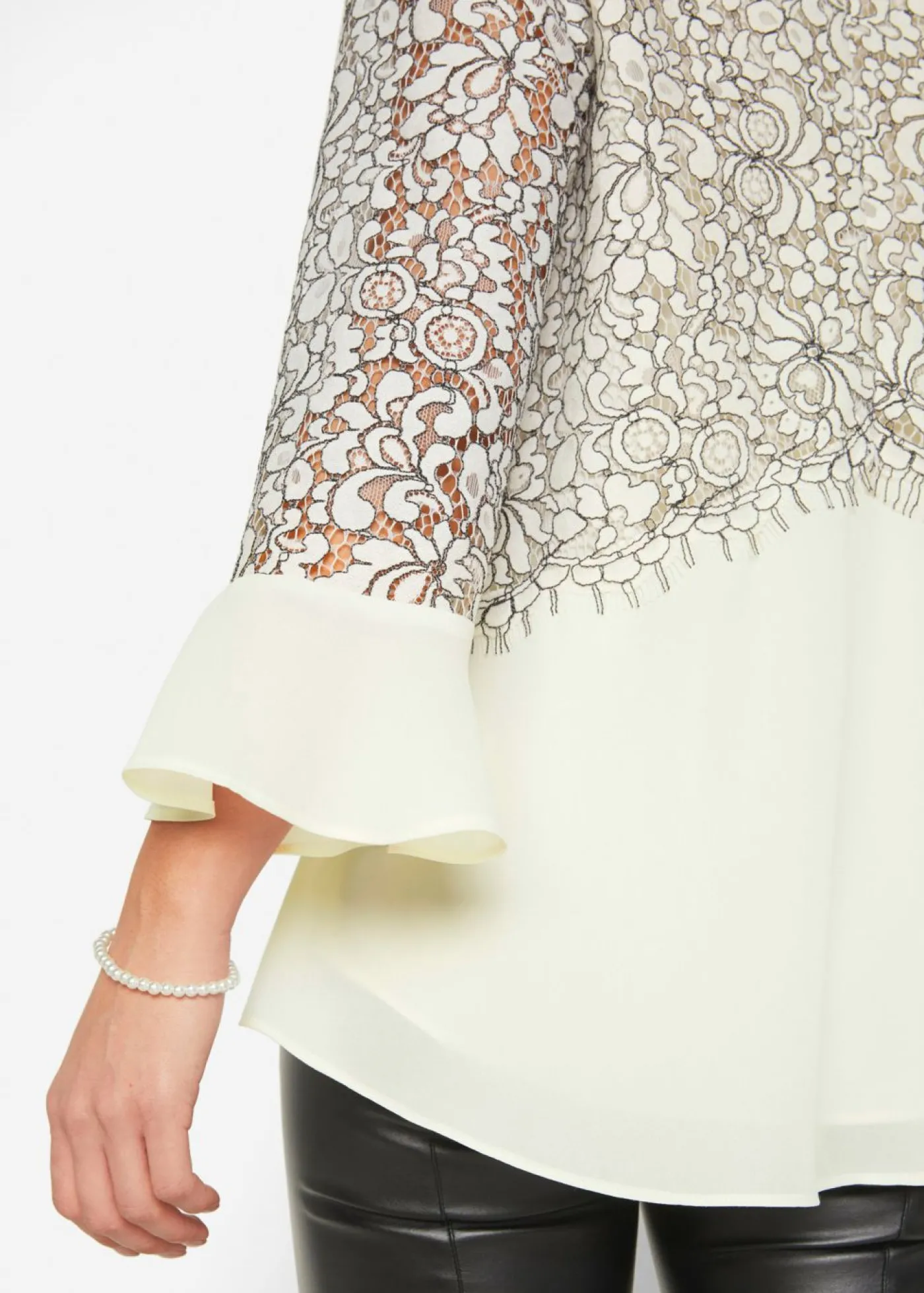 bonprix bonprix Túnica de encaje Blanco lana/gris ahumado de flores Clearance