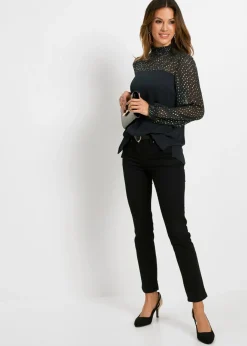 bonprix bonprix Túnica de gasa Negro-beige Sale
