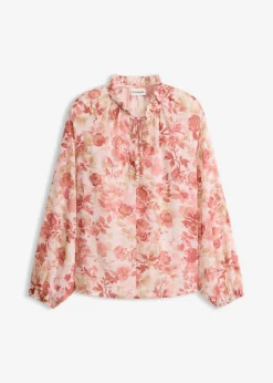 bonprix bonprix Túnica de gasa con detalle de lazo Rosa claro de flores Sale