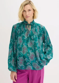 bonprix bonprix Túnica de gasa con patrón paisley esmeralda oscuro-verde agua-fucsia oscuro Hot