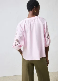 bonprix bonprix Túnica de lino puro rosa cristal Sale