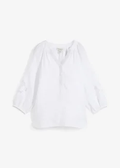 bonprix bonprix Túnica de lino puro Blanco Discount