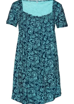 bonprix bonprix Túnica de manga corta Azul oscuro/azul verdoso con estampado paisley Hot