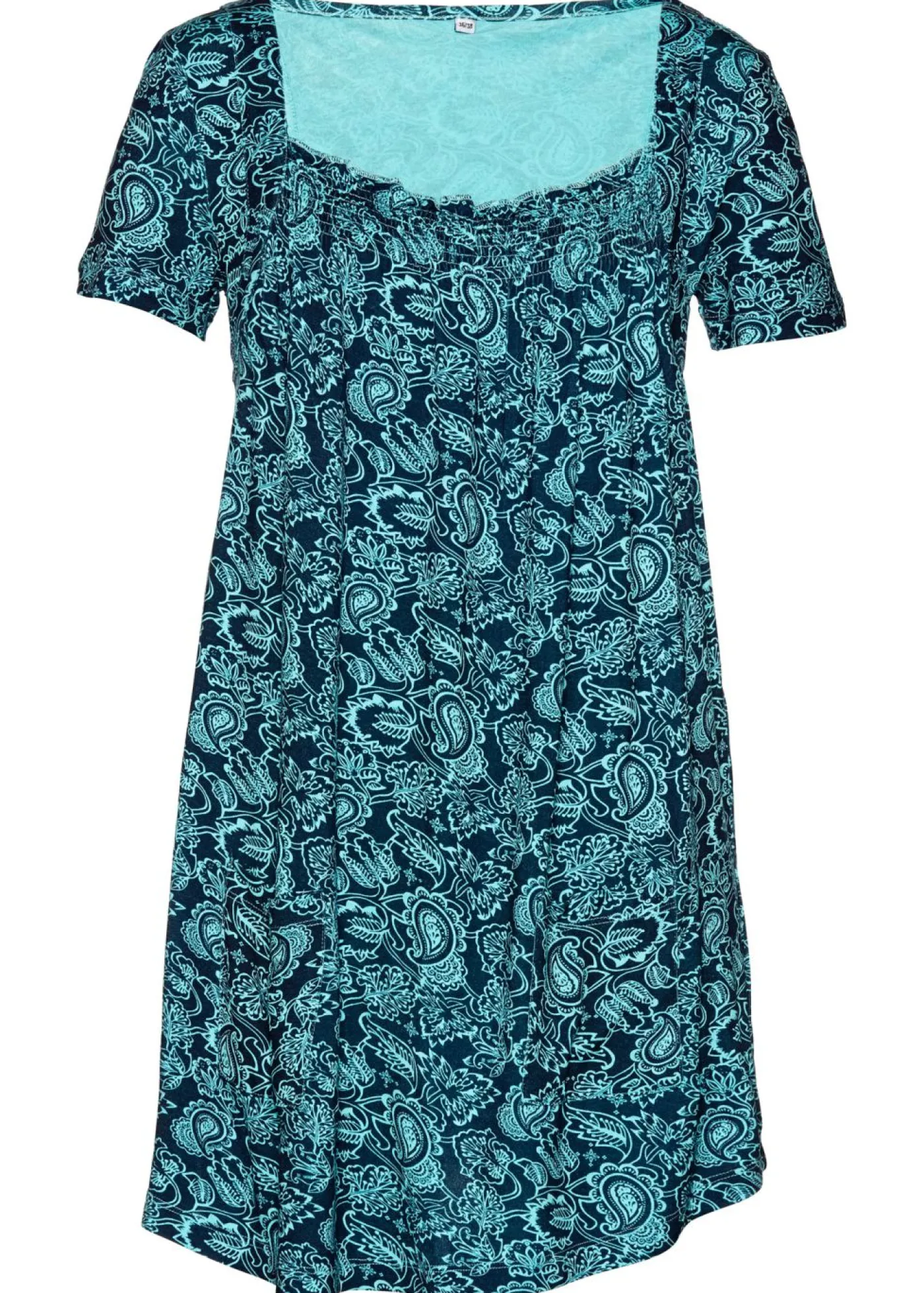 bonprix bonprix Túnica de manga corta Azul oscuro/azul verdoso con estampado paisley Hot