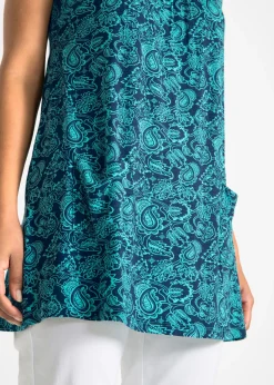 bonprix bonprix Túnica de manga corta Azul oscuro/azul verdoso con estampado paisley Hot