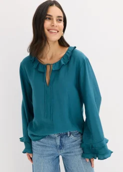 bonprix bonprix Túnica de mezcla de viscosa fina verde pimiento Outlet