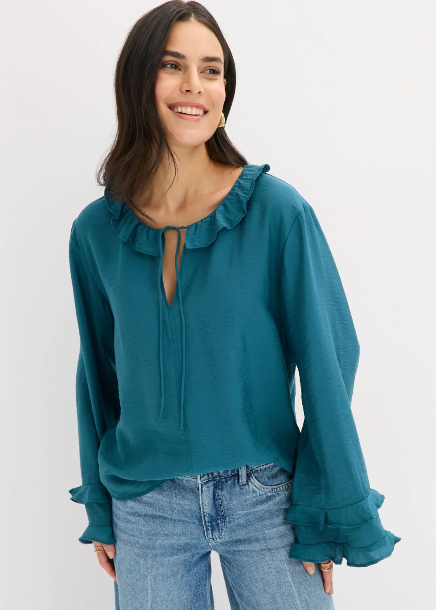 bonprix bonprix Túnica de mezcla de viscosa fina verde pimiento Outlet