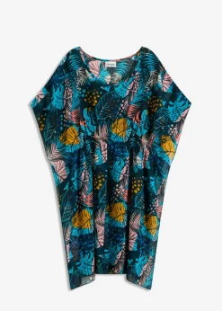 bonprix bonprix Túnica de playa de gasa Azul-amarillo Online