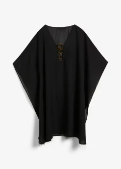 bonprix bonprix Túnica de playa de gasa ligera Negro Clearance