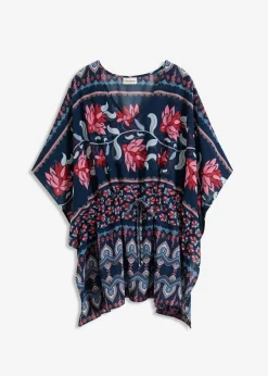 bonprix bonprix Túnica de playa de gasa ligera azul-rosa pálido New