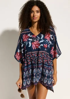 bonprix bonprix Túnica de playa de gasa ligera azul-rosa pálido New